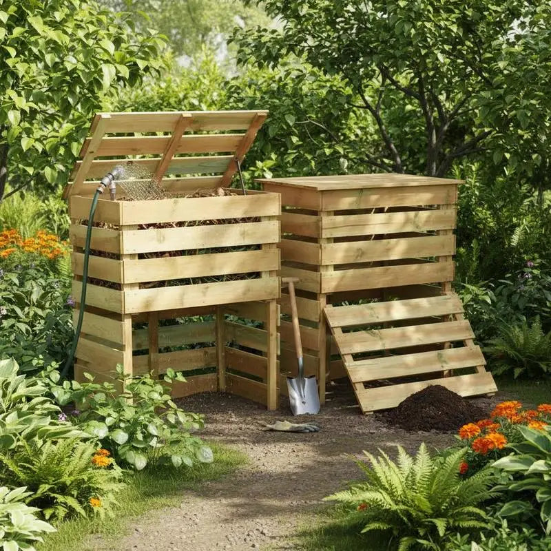 Composteur en Bois Imprégné 80x80x80 cm - Aération Optimale pour Jardin