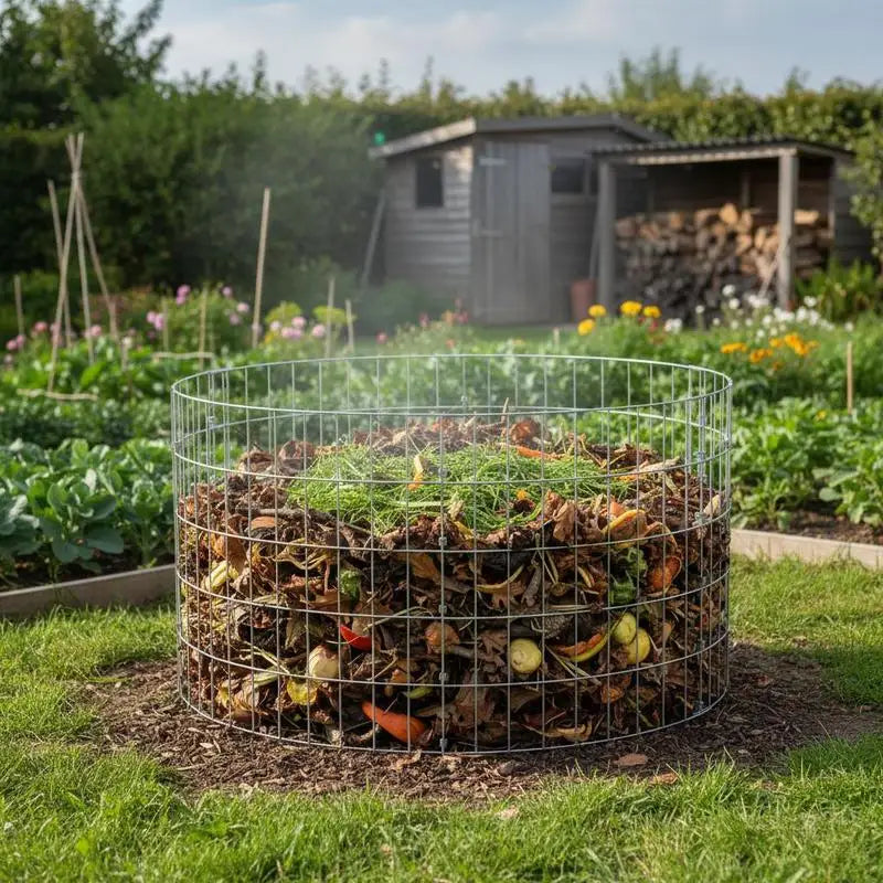 Composteur de Jardin en Acier Galvanisé 100x50 cm - Résistant et Aéré