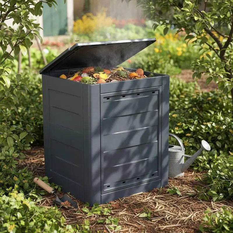 Composteur de Jardin Gris 780L - Lot de 3 Bacs en Bois Résistant aux Intempéries