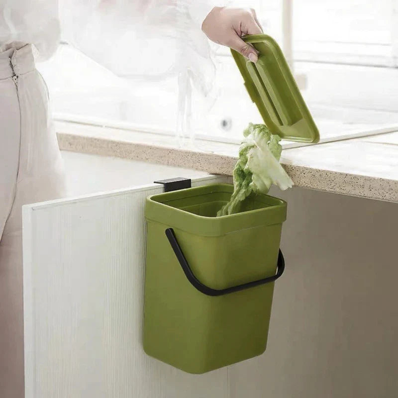 Poubelle Murale 2-en-1 Suspendue pour Cuisine et Bureau - Plastique Polyvalent