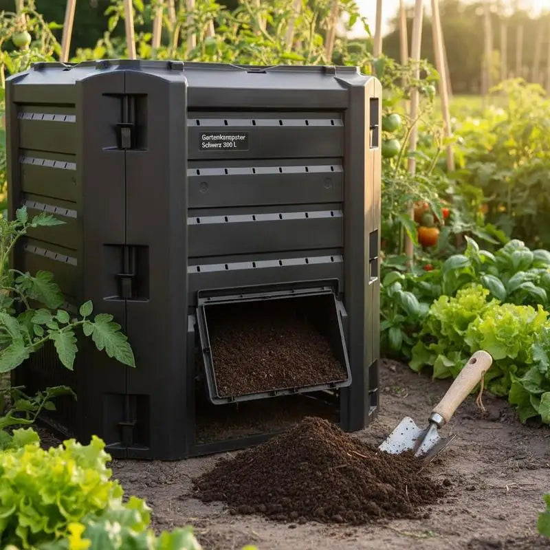 Bac à compost de jardin en bois 380L - Noir