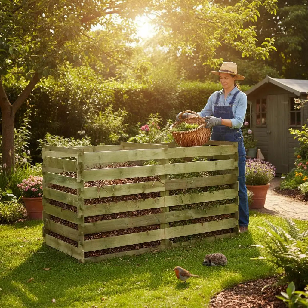 Composteur en Bois de Pin Imprégné 180x90x90 cm - Idéal pour le Jardin