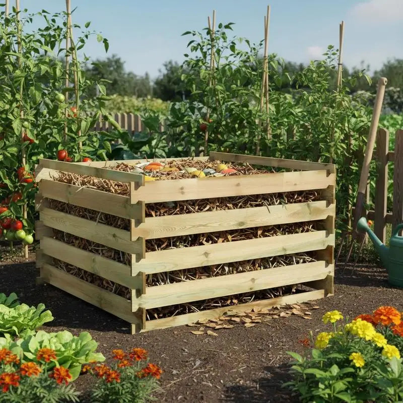 Composteur de Jardin en Pin Massif 120x120x70 cm - Fabrication Française