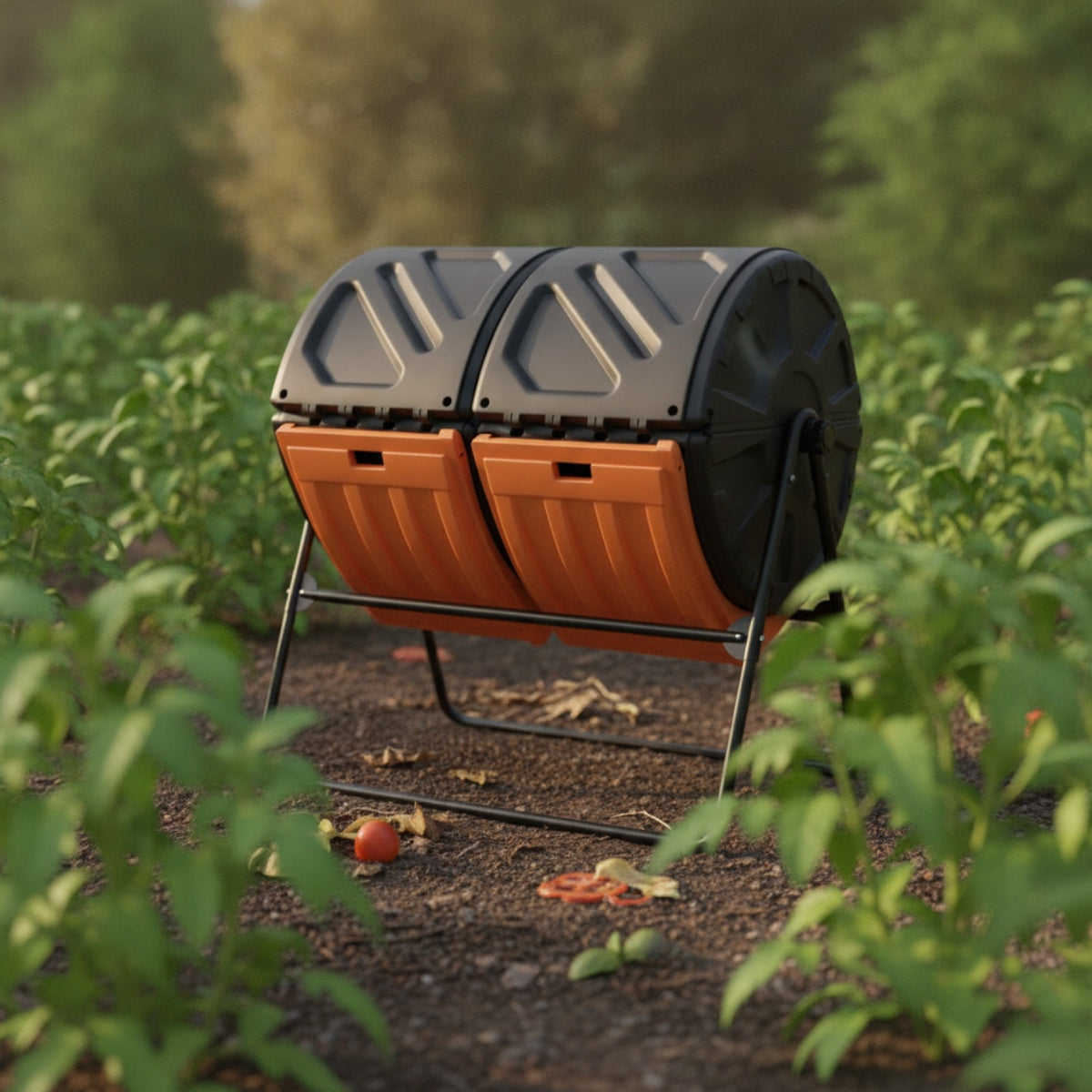 Composteur de Jardin Rotatif 140L Double Chambre - Bac à Compost Efficace et Pratique