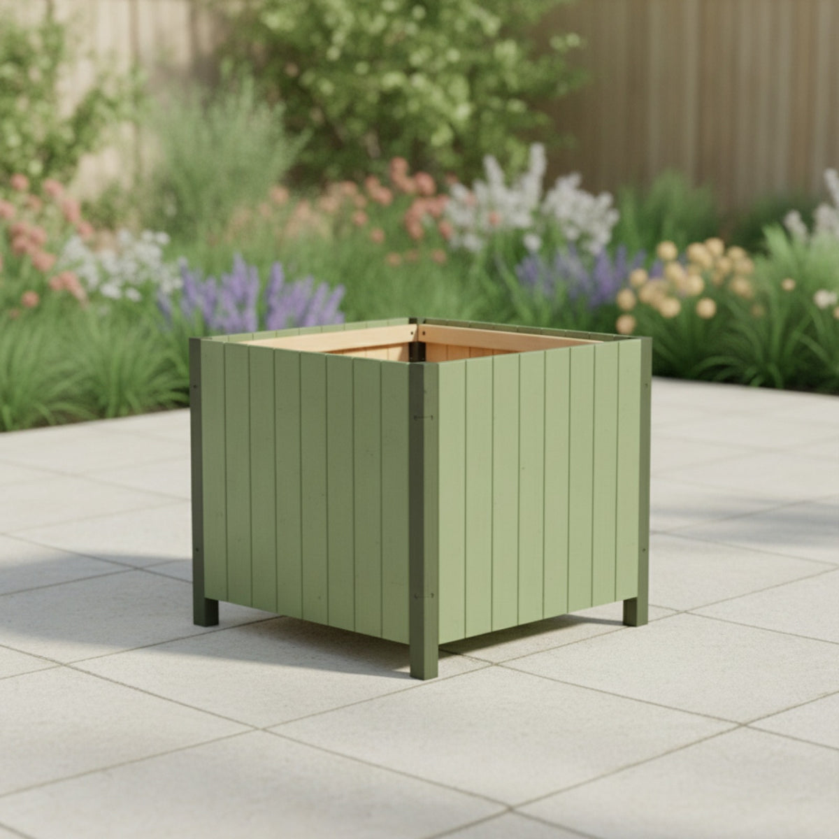 Composteur de Jardin Carré en Bois - Capacité 80 Gallons - Vert Armée