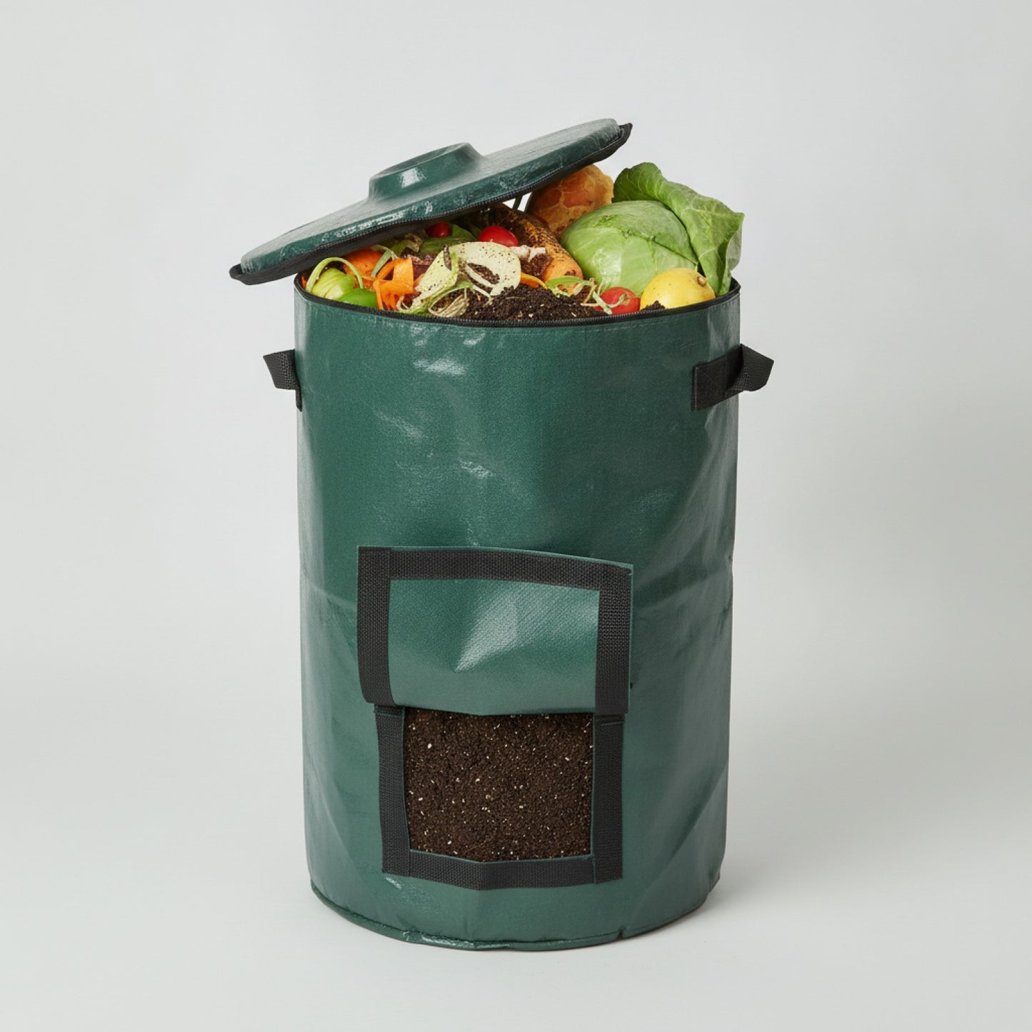 Sac Composteur de Jardin Pliable 120L avec Couvercle - Collecteur de Déchets Organiques Écologique