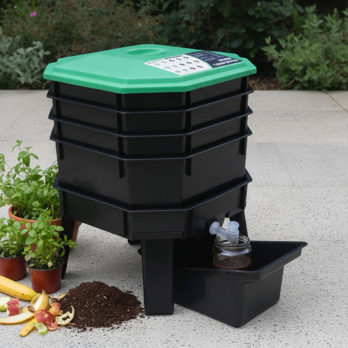 Composteur de Jardin en Plastique pour Déchets Alimentaires - Fermentation Organique