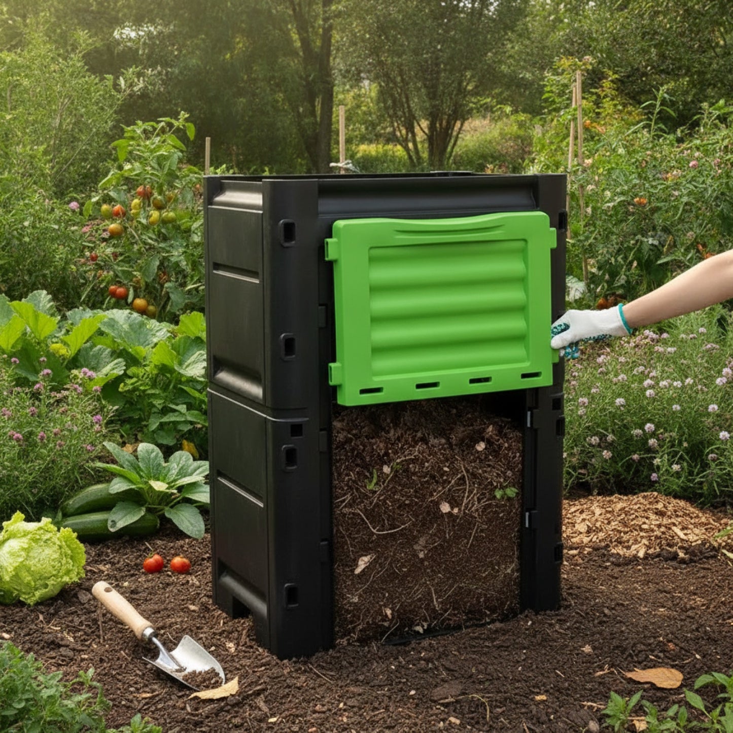 Composteur Vertical 300L pour Jardin et Cour - Grande Capacité, Fermentation Organique