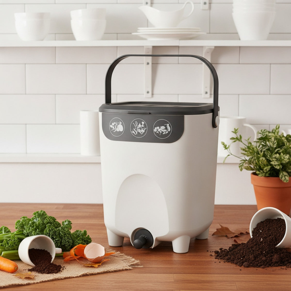 Seau Compost 10L en PVC pour Cuisine et Jardin - Fermentation Organique