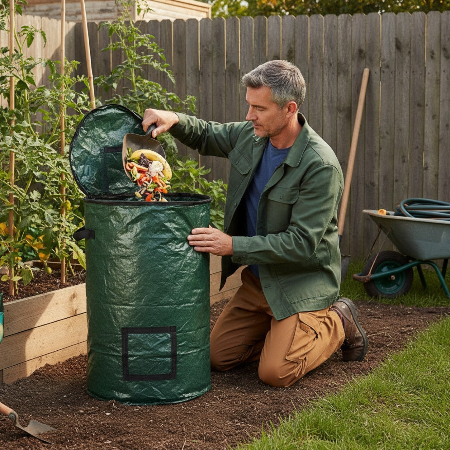 Sac Poubelle Compost Jardin Pliable et Réutilisable - Différentes Capacités