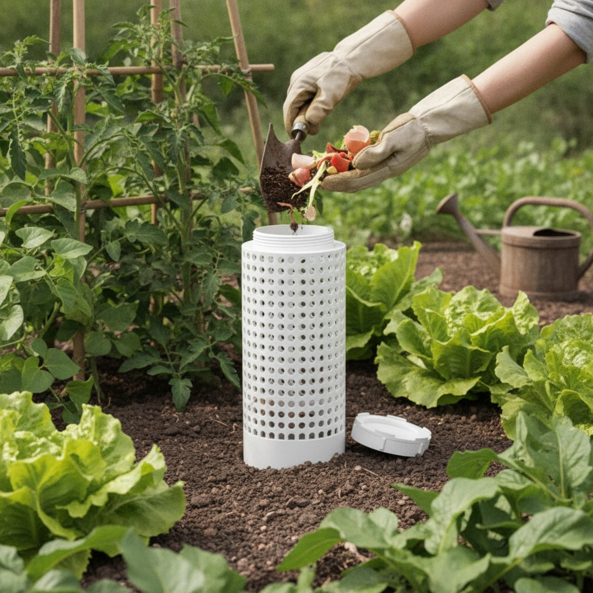Composteur de Jardin Enterré en Plastique - Idéal Lombricompostage & Potager