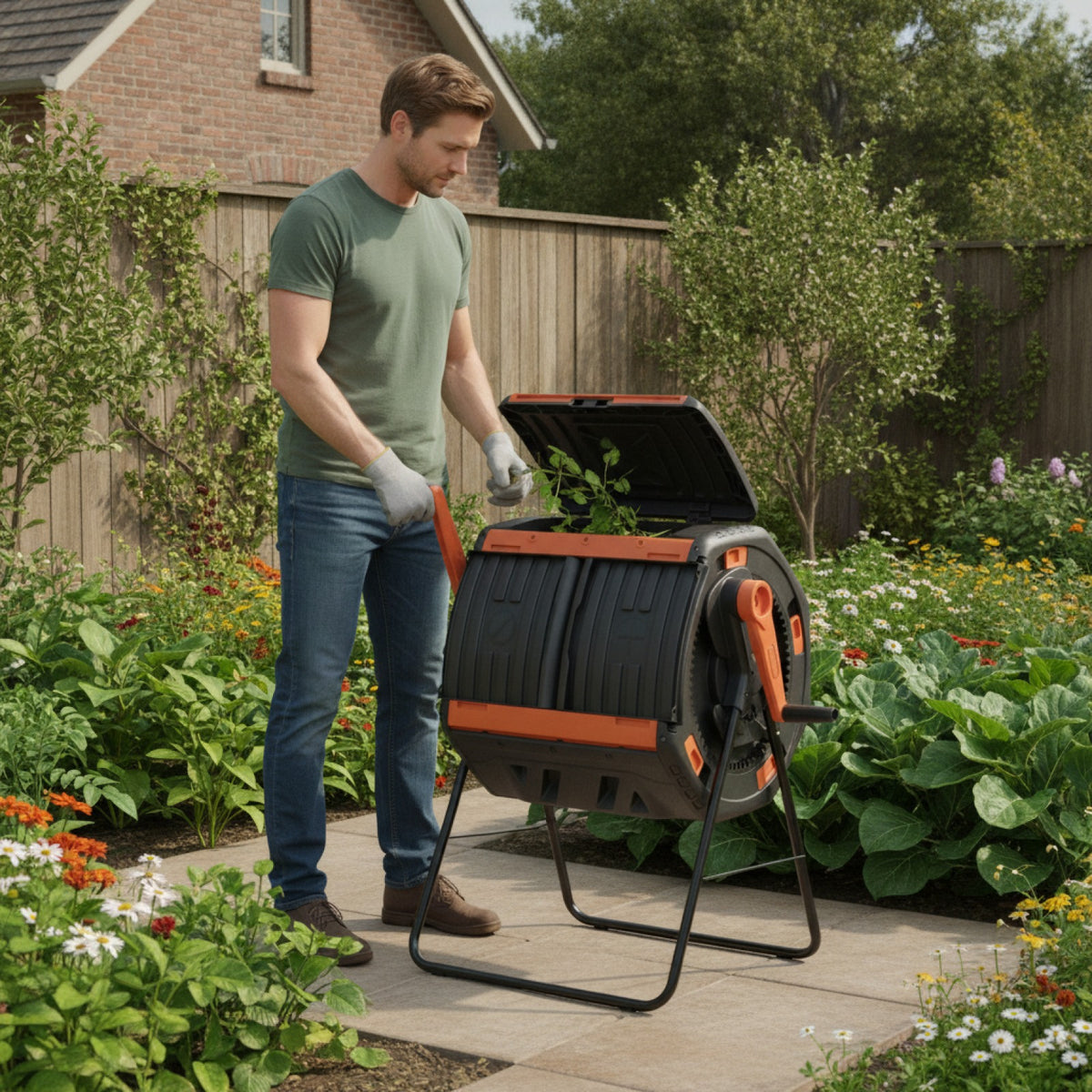 Composteur Rotatif 160L Anti-Corrosion : Compostage Facile et Rapide pour Jardin