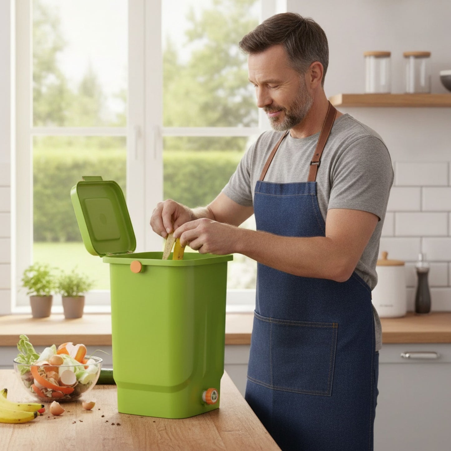 Composteur de Jardin et Cuisine 22L - Bac de Fermentation Réutilisable en Plastique Robuste