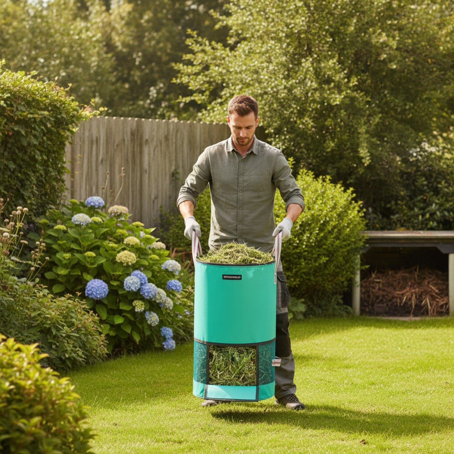 Sac de jardin réutilisable 32 Gallons - Sac de déchets verts pliable et respirant avec 4 poignées