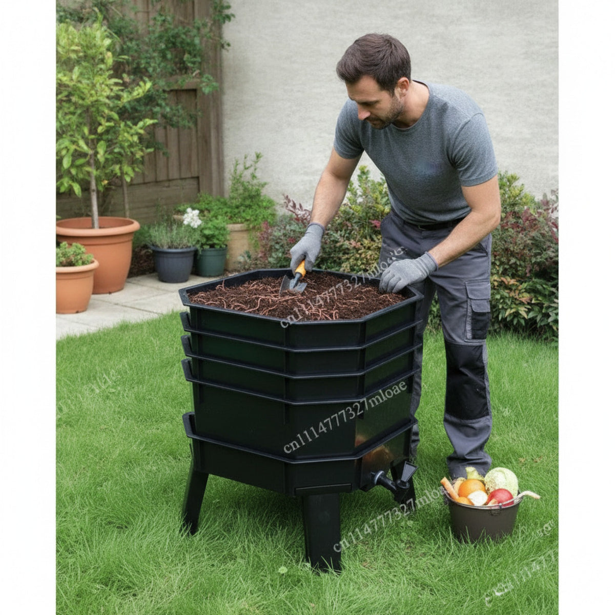 Composteur de jardin à grande capacité pour lombricompostage et déchets alimentaires