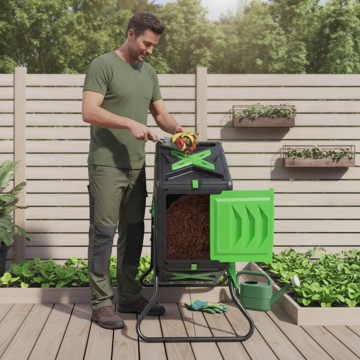 Composteur Rotatif 70L pour Jardin - Bac à Compostage Extérieur avec Rotation 360°