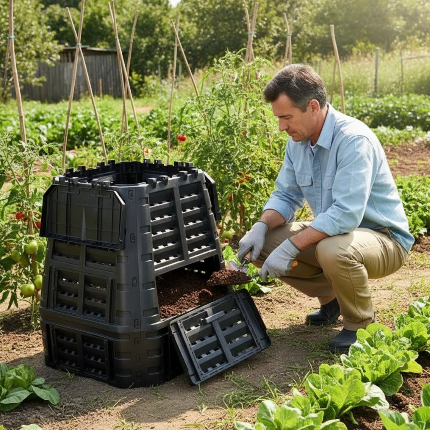 Composteur de Jardin en Bois Noir 740L - Fabrication Française