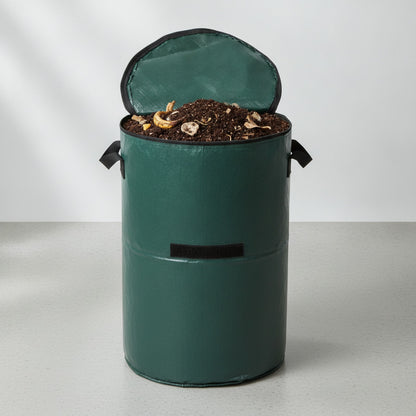 Sac Composteur de Jardin Pliable 120L avec Couvercle - Collecteur de Déchets Organiques Écologique
