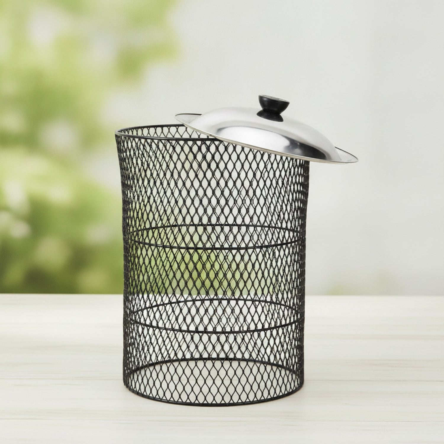Set 2 Composteurs de Jardin en Métal avec Couvercle - Poubelle Extérieure Efficace