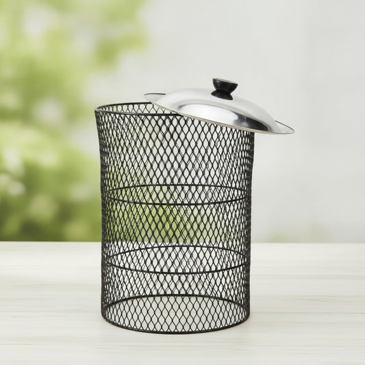 Set 2 Composteurs de Jardin en Métal avec Couvercle - Poubelle Extérieure Efficace