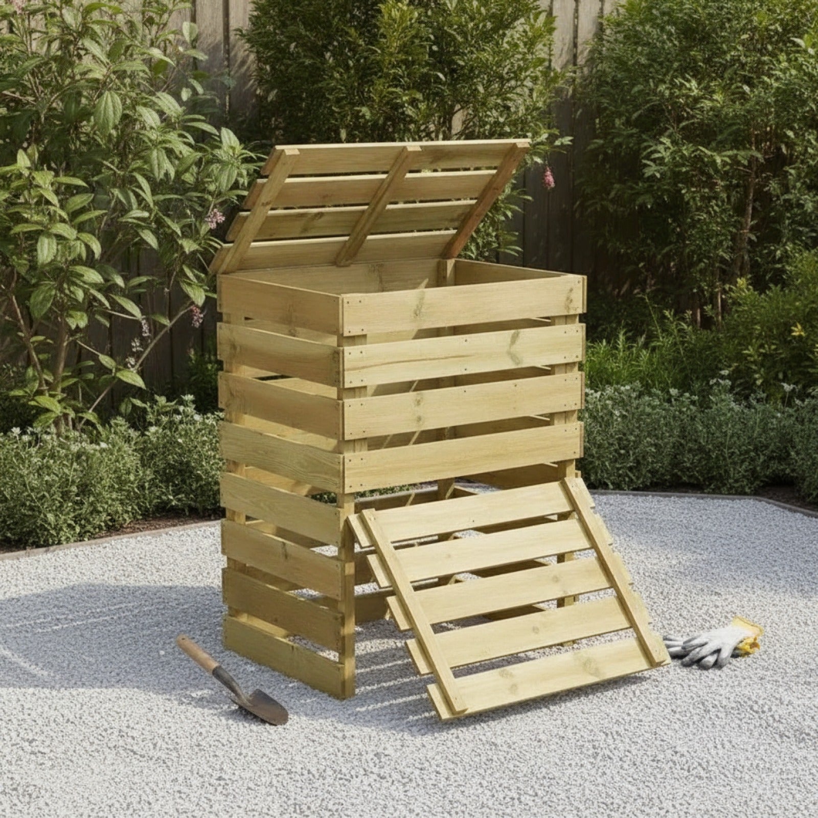 Lot de 4 Bacs à Compost en Bois de Pin Imprégné - 80x50x100cm - Recyclage Jardin
