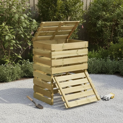 Lot de 4 Bacs à Compost en Bois de Pin Imprégné - 80x50x100cm - Recyclage Jardin