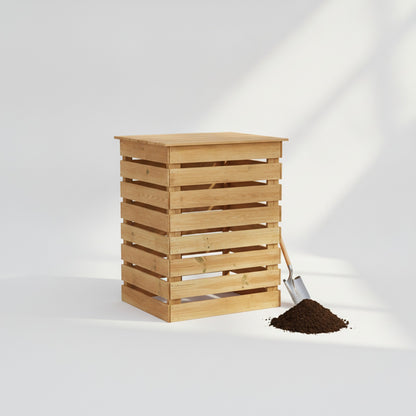 Composteur en Bois Imprégné 80x80x80 cm - Aération Optimale pour Jardin