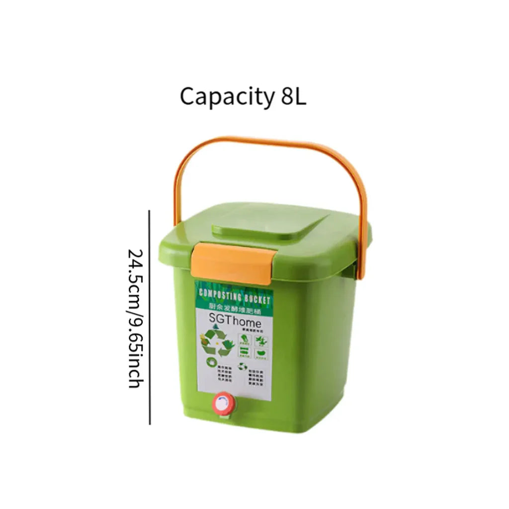 Composteur de Jardin et Cuisine 22L - Bac de Fermentation Réutilisable en Plastique Robuste