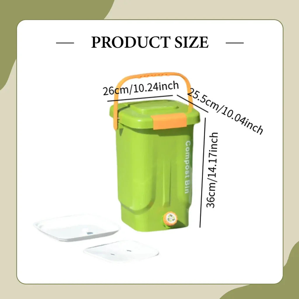Composteur de Jardin et Cuisine 22L - Bac de Fermentation Réutilisable en Plastique Robuste