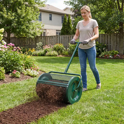 Outil de jardinage : Épandeur à compost et engrais avec manche en T pour jardin