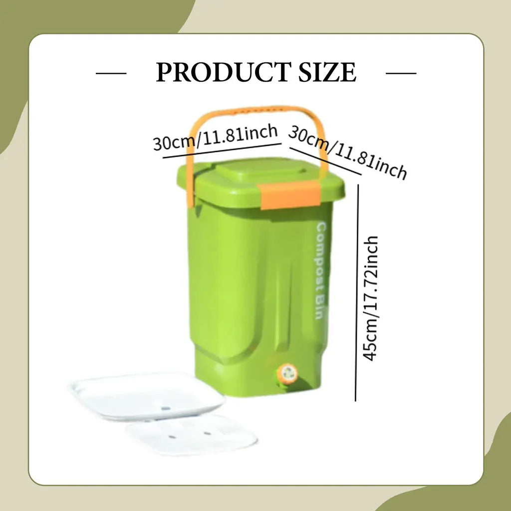 Composteur de Jardin et Cuisine 22L - Bac de Fermentation Réutilisable en Plastique Robuste