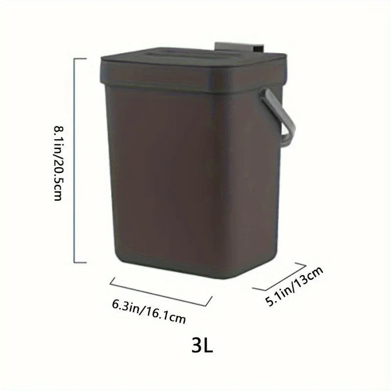 Poubelle de Cuisine Compostable Suspendue avec Couvercle - 3L Noir ou Blanc