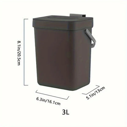 Poubelle de Cuisine Compostable Suspendue avec Couvercle - 3L Noir ou Blanc
