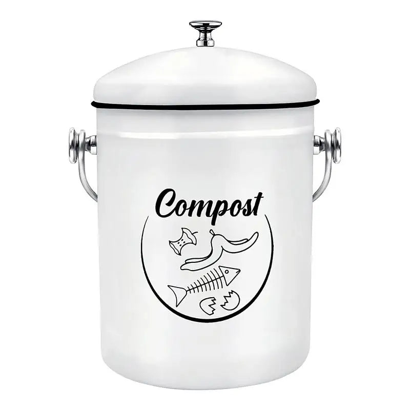 Composteur de Cuisine Métal avec Couvercle - Design Ferme Chic, 5L