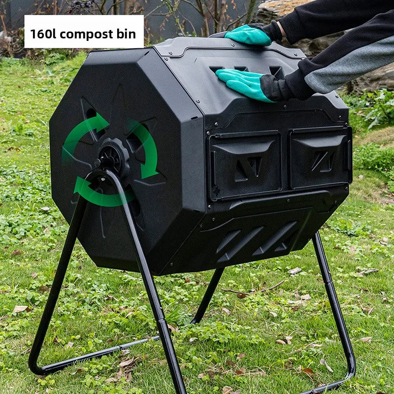 Composteur Rotatif 160L Anti-Corrosion : Compostage Facile et Rapide pour Jardin