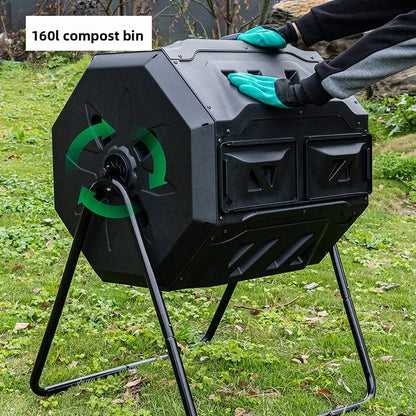 Composteur Rotatif 160L Anti-Corrosion : Compostage Facile et Rapide pour Jardin