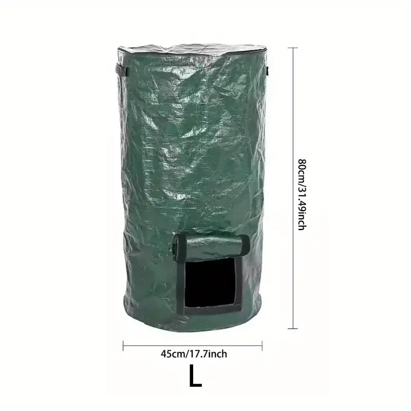 Sac Composteur de Jardin Pliable 120L avec Couvercle - Collecteur de Déchets Organiques Écologique