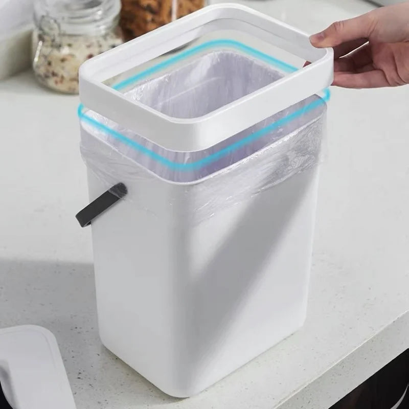 Poubelle Murale 2-en-1 Suspendue pour Cuisine et Bureau - Plastique Polyvalent