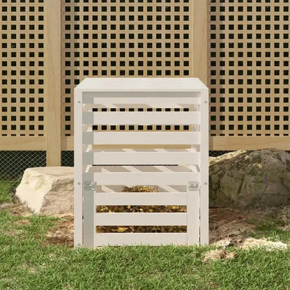 Composteur en Bois de Pin Massif Blanc - 63.5x63.5x77.5 cm