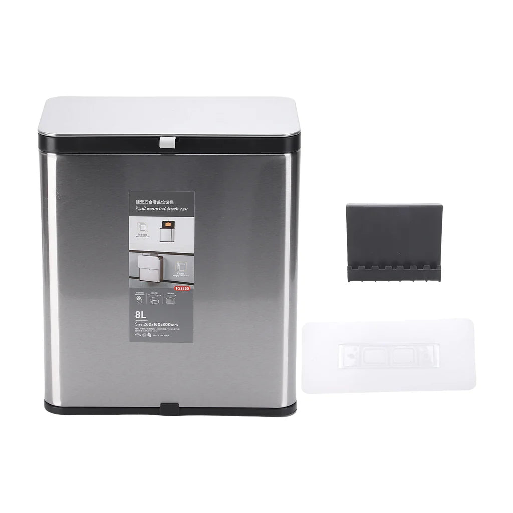 Poubelle de Cuisine en Acier Inoxydable 8L avec Couvercle - Design Suspendu et Anti-traces