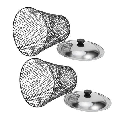 Set 2 Composteurs de Jardin en Métal avec Couvercle - Poubelle Extérieure Efficace