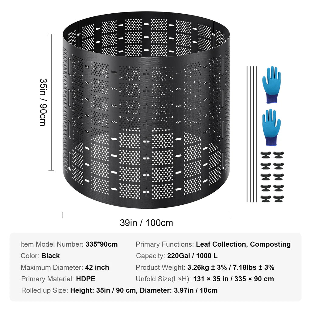 Composteur de Jardin 220 Gal / 1000L - Montage Rapide & Grande Capacité en HDPE