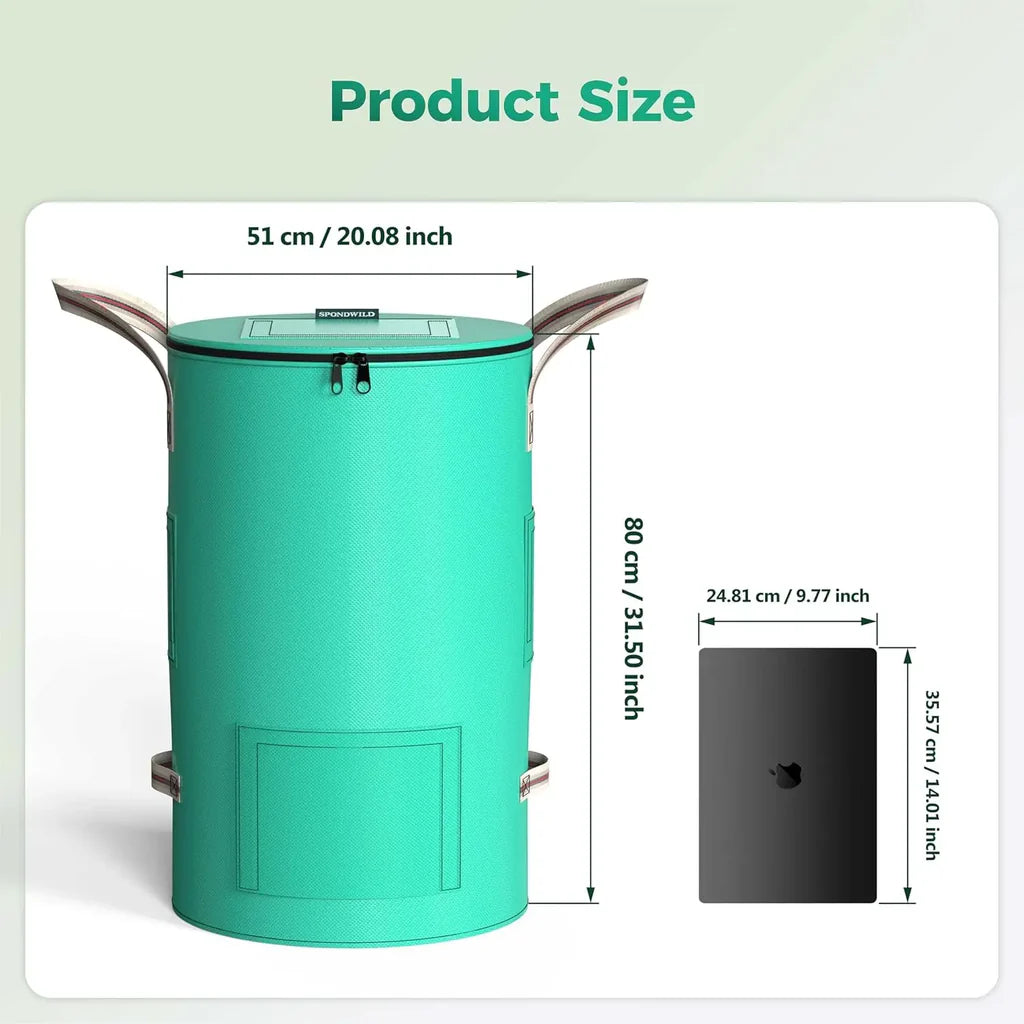 Sac de jardin réutilisable 32 Gallons - Sac de déchets verts pliable et respirant avec 4 poignées