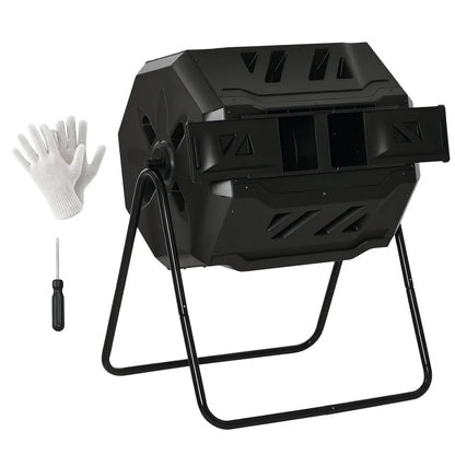 Composteur Rotatif Double Chambre 160L - Traitement Déchets Jardin & Cuisine