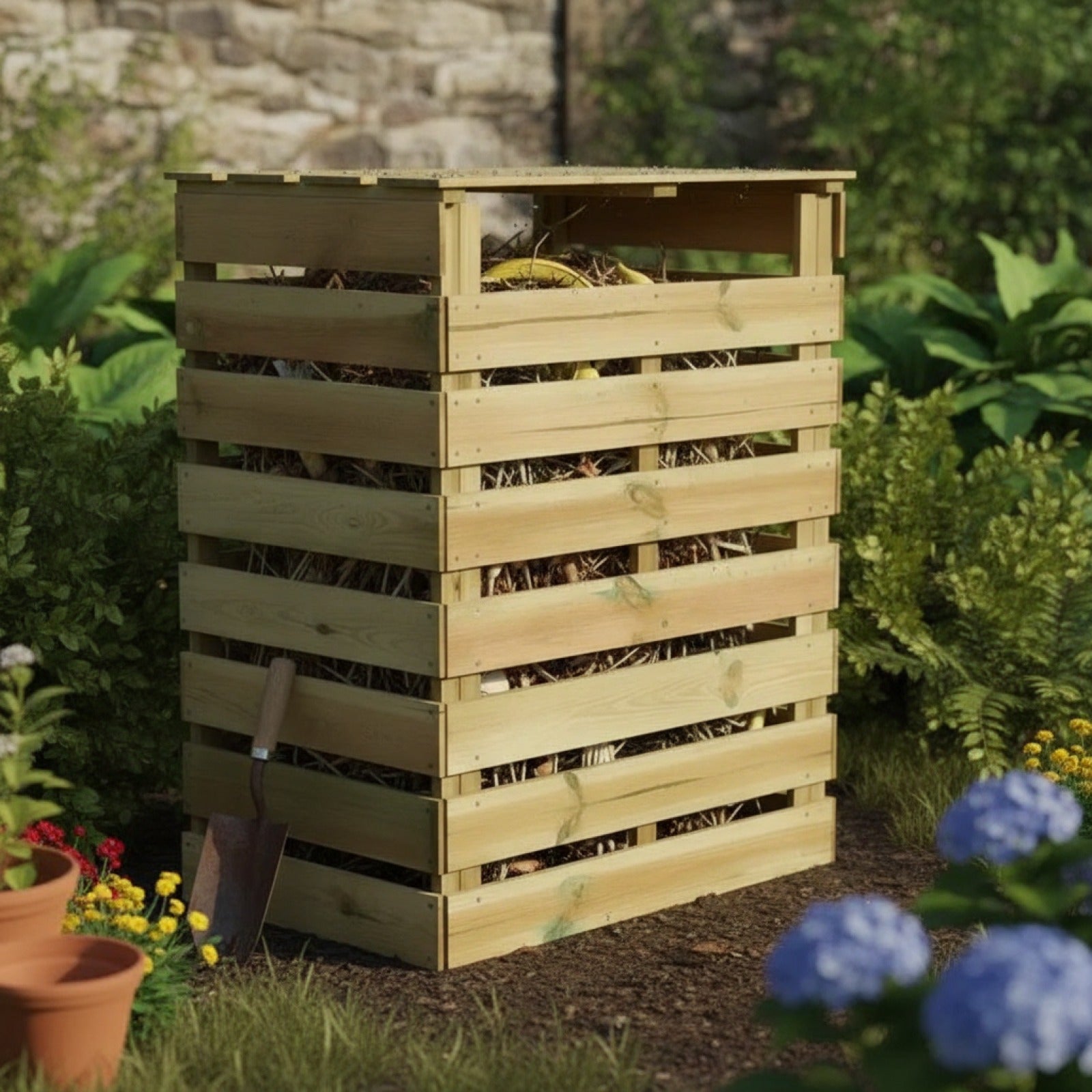 Composteur en Bois Imprégné 80x50x100 cm - Recyclage Jardin Durable