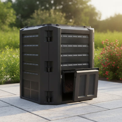 Bac à compost de jardin en bois 380L - Noir