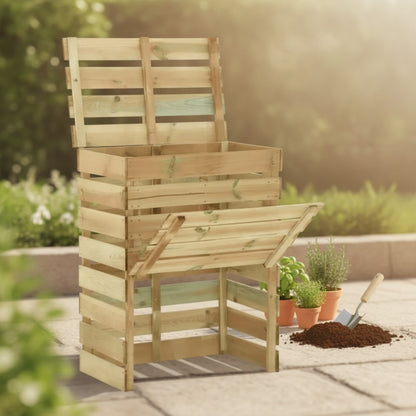 Composteur de jardin en bois de pin traité 80x50x100 cm