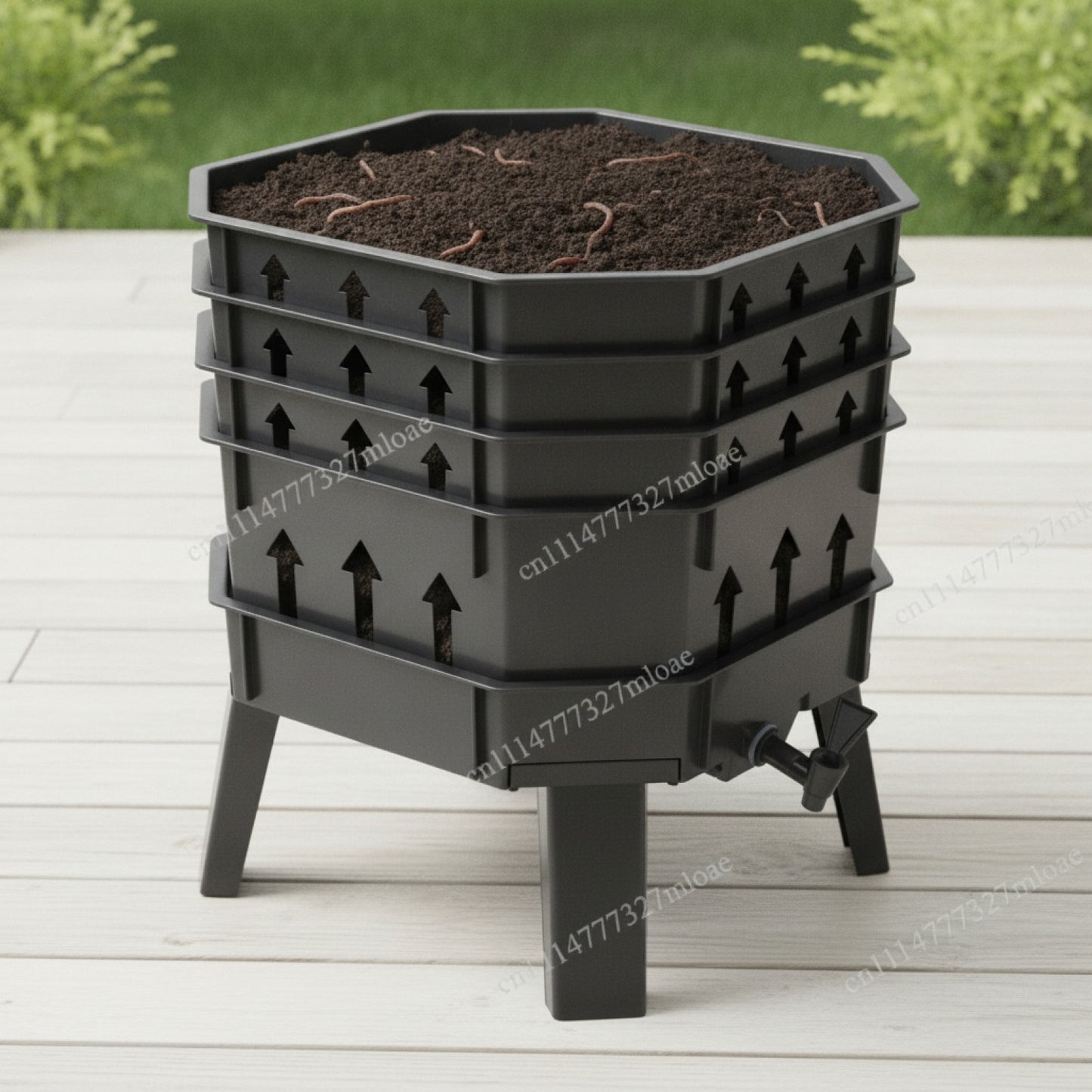 Composteur de jardin à grande capacité pour lombricompostage et déchets alimentaires