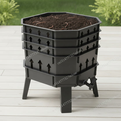 Composteur de jardin à grande capacité pour lombricompostage et déchets alimentaires