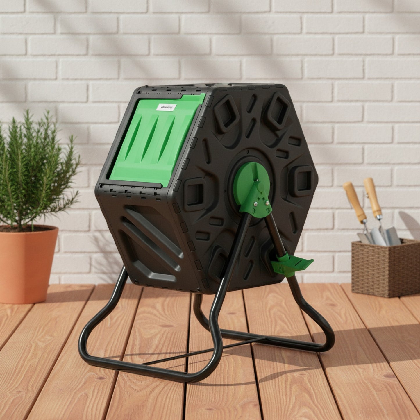 Composteur Rotatif Outsunny 65L Double Chambre - Vert & Noir